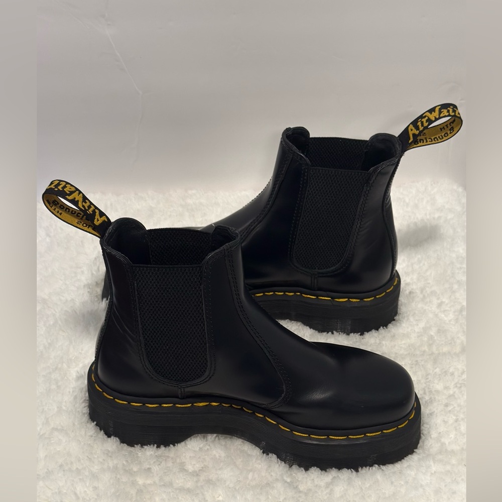 Dr. Martens Black Chelsea Platform Boots with Yellow Stitching - Picture 8 of 12